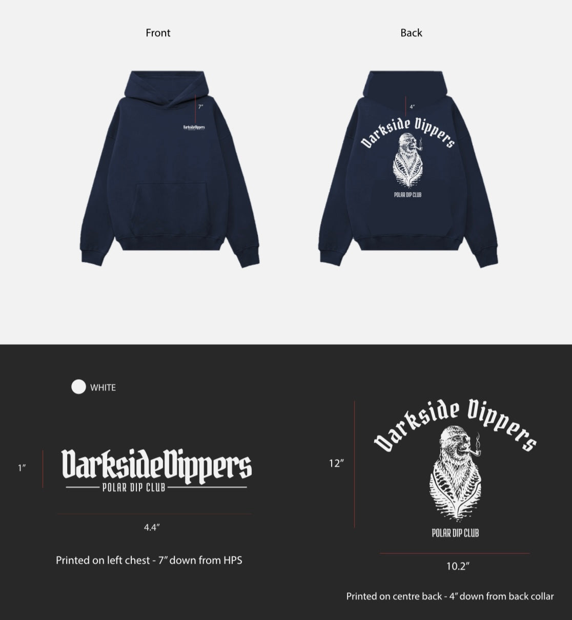 DARKSIDE DIPPERS HEAVYWEIGHT HOODIE - NAVY
